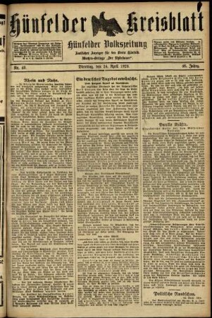 Ausgabe vom Dienstag, den 24. April 1923.