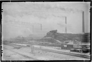 Me Gesamt, Gesamtblick von West, Schnee und Rauch, Bau Me 111 Zentralstation für Kohlen- und Koksförderanlage, Me 123 Pförtnerraum