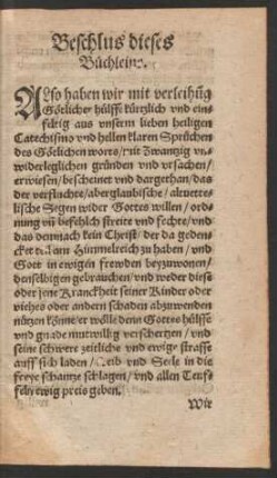 Beschlus dieses Büchleins.