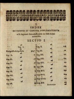 I. Index Sectionum Et Capitum Supplementorum ...