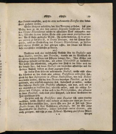 20. "Studiosos nach ihren Studiis, moribus, und Depensen"