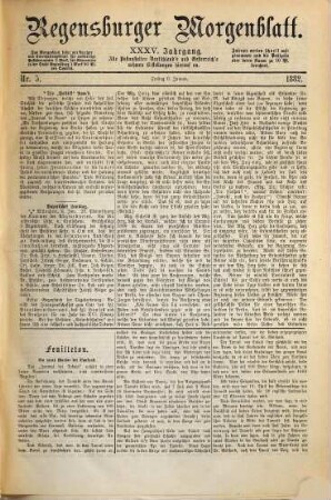Regensburger Morgenblatt. 35. 1882 = Nr. 1 (1. Januar) - Nr. 297 (31. Dezember)