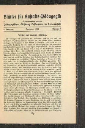 Institut und anomale Zöglinge