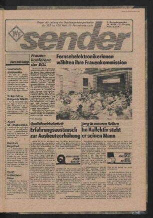 Betriebszeitung 'WF-Sender', Nr.46/1986 (2. Novemberausgabe 1986)