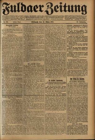 Erste Ausgabe vom Mittwoch, den 10. März 1915.