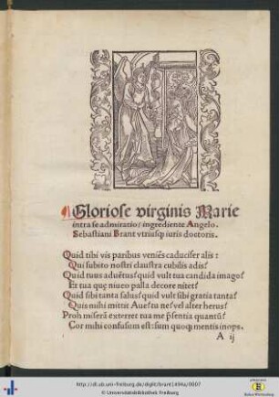 Gloriose virginis Marie intra se admiratio / ingrediente Angelo