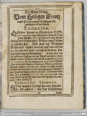 Die sibende Predigt. Vom Heiligen Creutz unnd Creutzigung des ewigen allmächtigen Sohns Gottes