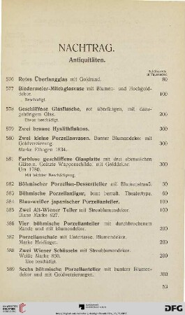 Nachtrag. Antiquitäten (Nr. 576-618)