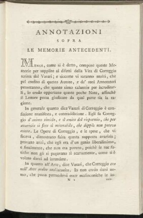 Annotazioni sopra le memorie antecedenti.