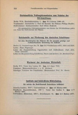 Parteidienststellen und Körperschaften