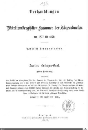 2,51: Landtag Württemberg - Kammer 2, Beilagen 1877-1879, Bd. 2,4