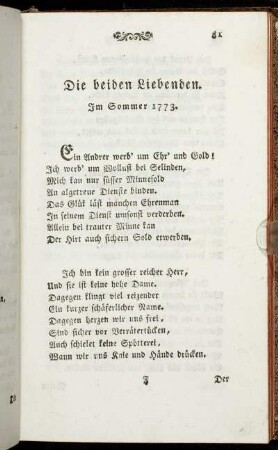 Die beiden Liebenden. - Abendfantasie eines Liebenden.