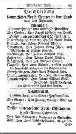 Forstämter / Bergwerke