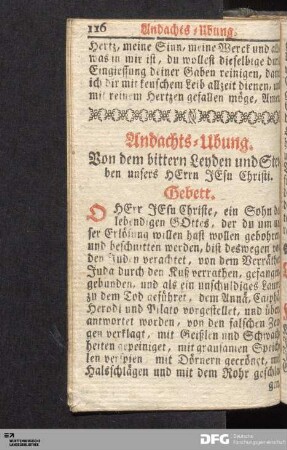 Andachts-Ubung von dem bittern Leyden und Sterben unsers Herrn Jesu Christi.