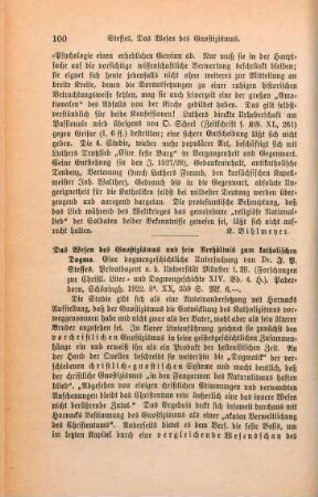 100-102 [Rezension] Steffes, Johann Peter, Das Wesen des Gnostizismus und sein Verhältnis zum katholischen Dogma