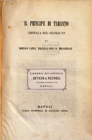Il Principe di Taranto : Cronaca del secolo XV