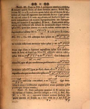 Specimen algebrae ad artem fortificatoriam applicatae