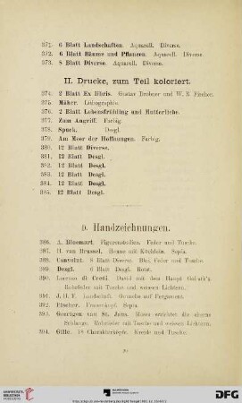D. Handzeichnungen (Nr. 386 - 407)