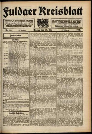 Zweite Ausgabe vom Montag, den 15. Mai 1911.