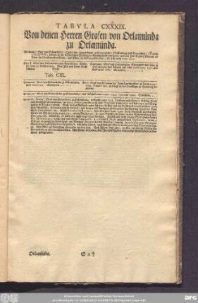 Tabula CXXXIX. Von denen Herren Grafen von Orlamünda zu Orlamünda.
