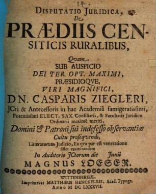 Disp. iur. de praediis censiticis ruralibus