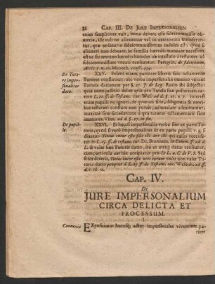 Cap. IV. De Iure Impersonalium Circa Delicta Et Processum.