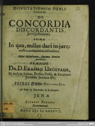 1: In qua, nullas dari in jure nostro antinomias, ostenditur