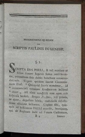 Prolegomena Quædam De Scriptis Paulinis In Genere.