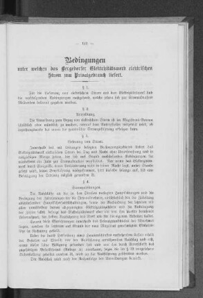 Bedingungen unter welchen das Bergedorfer Elektrizitätswerk elektrischen Strom zum Privatgebrauch liefert.