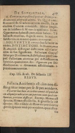 Cap. III. & ult. De fallaciis In Rebvs.