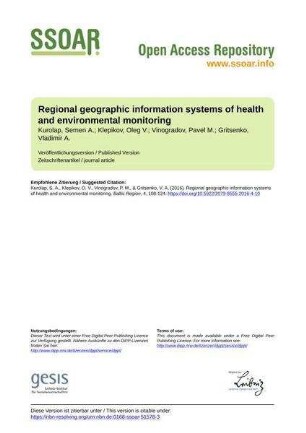 Regional geographic information systems of health and environmental monitoring