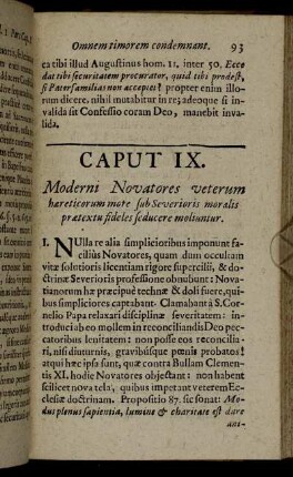 Caput IX. Moderni Novatores veterum hæreticorum mote sub Severioris moralis prætextu fideles seducere moliuntur.