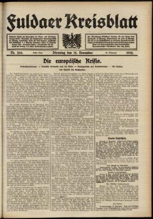 Erste Ausgabe vom Dienstag, den 12. November 1912.