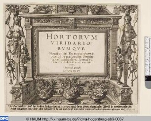 Hortorum Viridariorumque [...], Lustgärten in Europa, Titelblatt