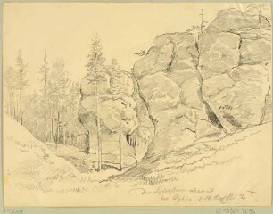 Der Felsen Kelchstein im Zittauer Gebirge südlich von Oybin