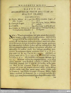Caput II. Homonymiam Vocis Militiae Ac Militis Tradit