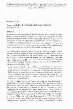 Korpusgestützte Lexikographie: besser, schneller, umfangreicher?