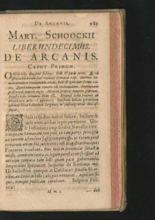 Liber Undecimus. De Arcanis.