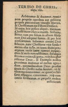 Tertio De Christiana vita.