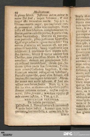 Meditatio Secunda. De judicio particulari.