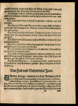 Von Frid und Unfrid dises Jars.