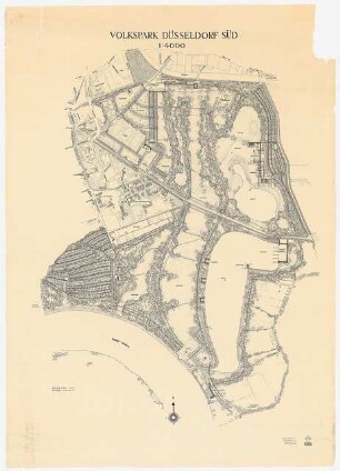 Volkspark, Düsseldorf-Süd: Lageplan 1:4000