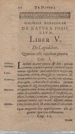 Liber V. De Lapidibus.