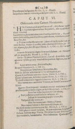 Caput VI. Observanda circa Carmen Horatianum.