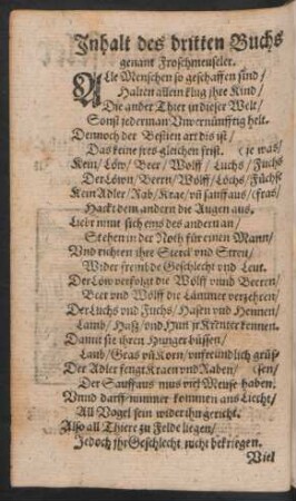 Inhalt des dritten Buchs genant Froschmeuseler.