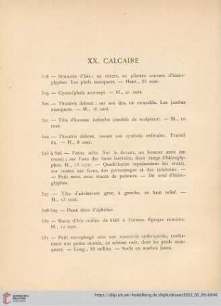 XX. Calcaire (Nr. 518 - 536)