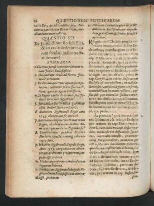 Quaestio III. De Iurisdictione Ecclesiastica, & an causae de decimis coram seculari Iudice tractari debeant?