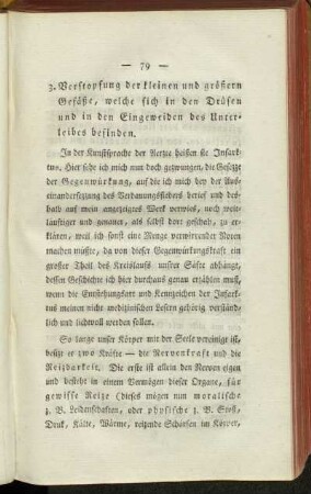 3. Verstopfung der kleinen und größern Gefäße, welche sich in den Drüsen und in den Eingeweiden des Unterleibes befinden.