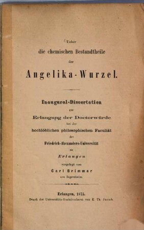 Über die chemischen Bestandtheile der Angelika-Wurzel