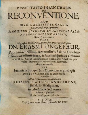 Dissertatio inauguralis de reconventione